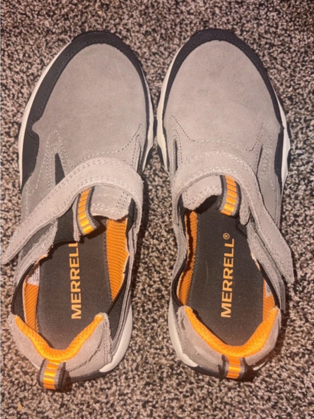 Merrell Kids Gray and Orange Hook-and-Loop Slip-On Sneakers